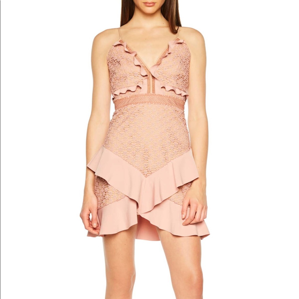Bardot Fae Lace Mini Dress (Pink)